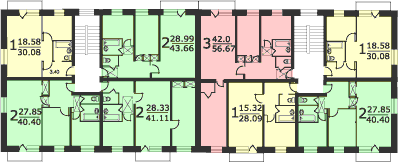 Дом серии 1-511. Схема размещения квартир на этаже.
